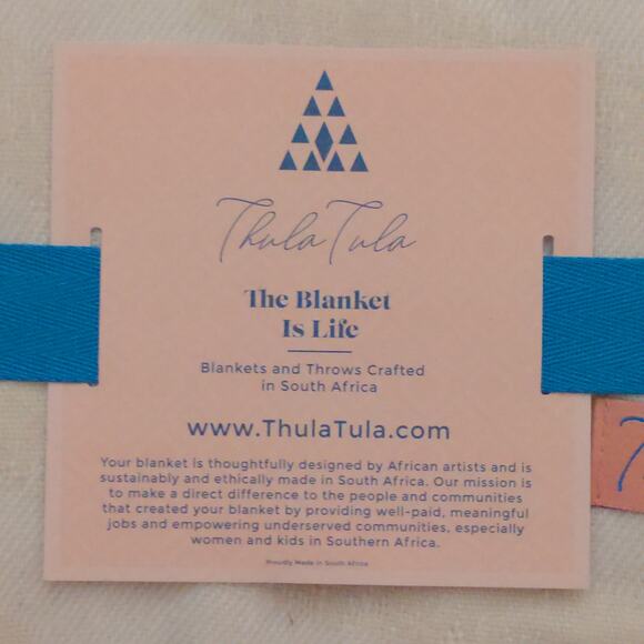 Thula Tula Ivory African Zebra Blanket - NWT